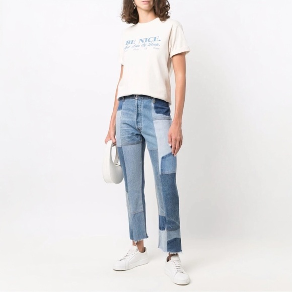 Gap 1969 Girlfriend Patch Drift Jeans In Light Indigo - Picture 1 of 13